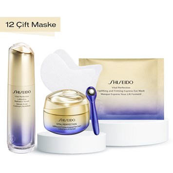 SHISEIDO - VITAL PERFECTION EXPRESS EYE ROUTINE - Retinol İçeren Göz Kremi, Retinol İçeren Göz Maskesi & Yüz & Boyun Sıkılaştıran Serum Seti